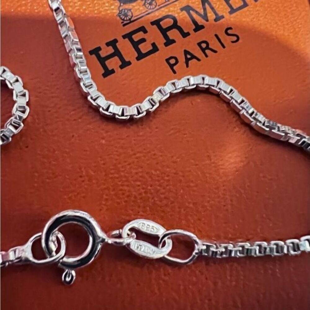Authentic Hermès Sun Charm on Sterling Silver Chain in Box - Picture 5 of 5